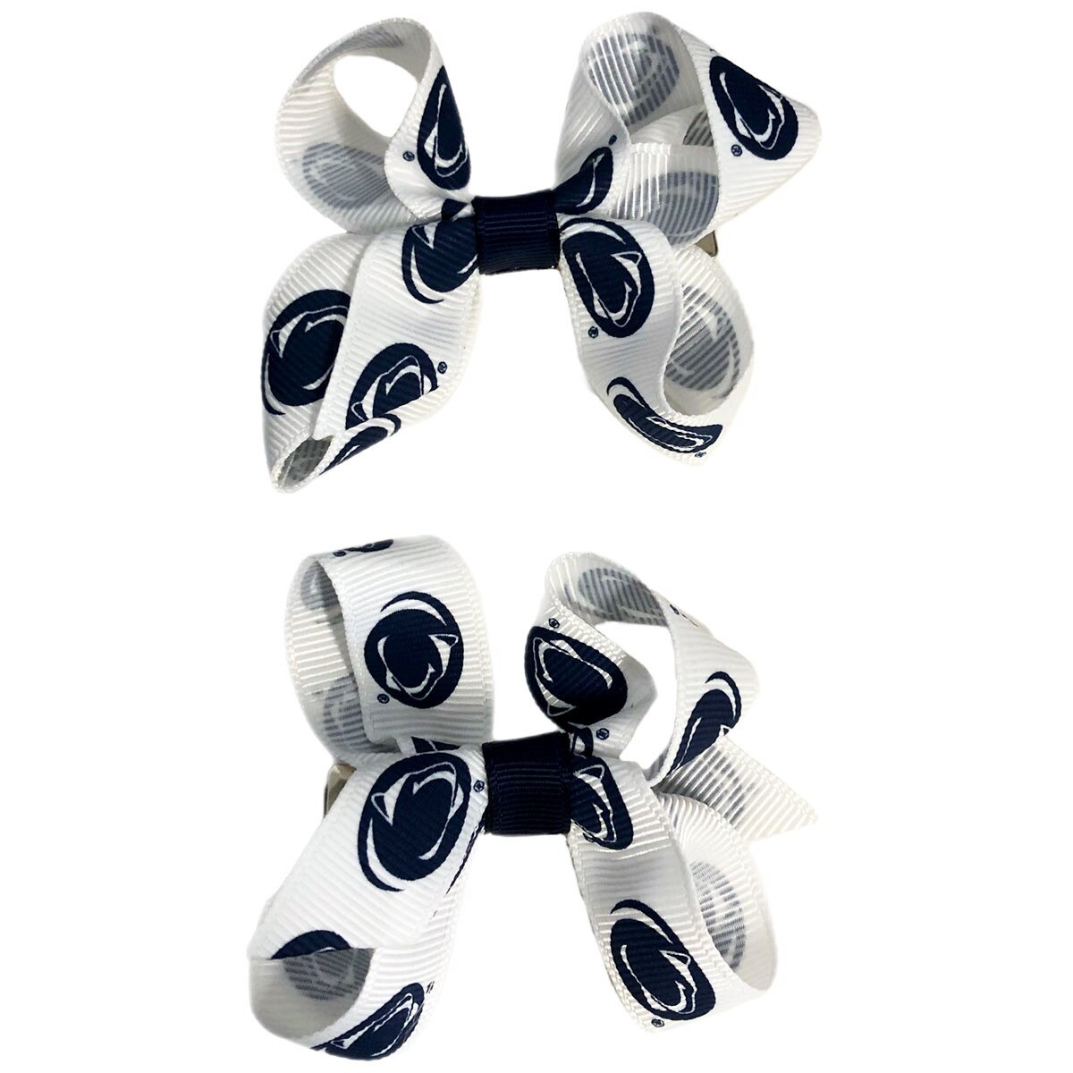 2 count mini white ribbon bows with repeating Penn State Athletic Logos